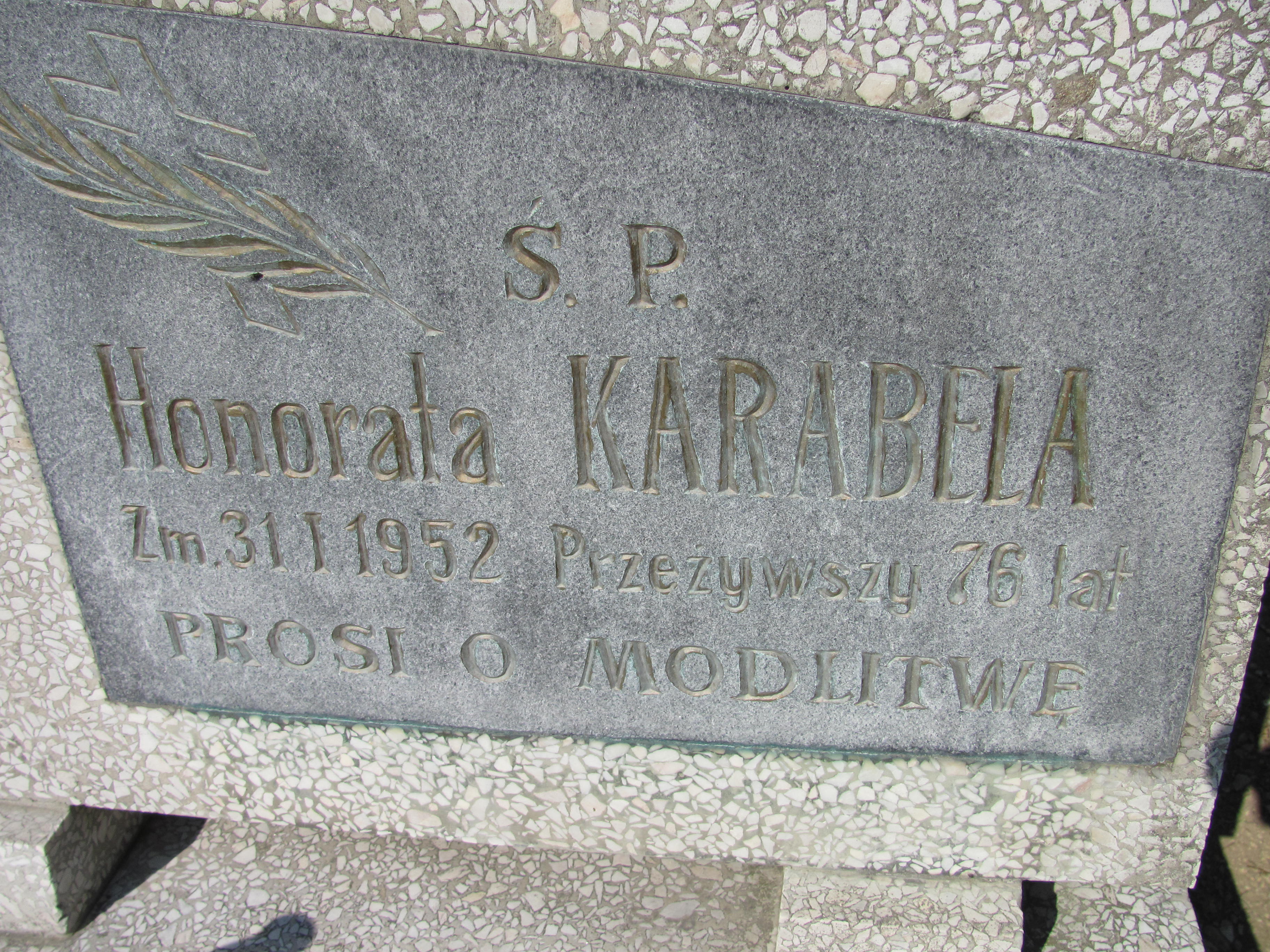 Honorata Karabela Bystrzyca Kłodzka - Grobonet - Wyszukiwarka osób pochowanych